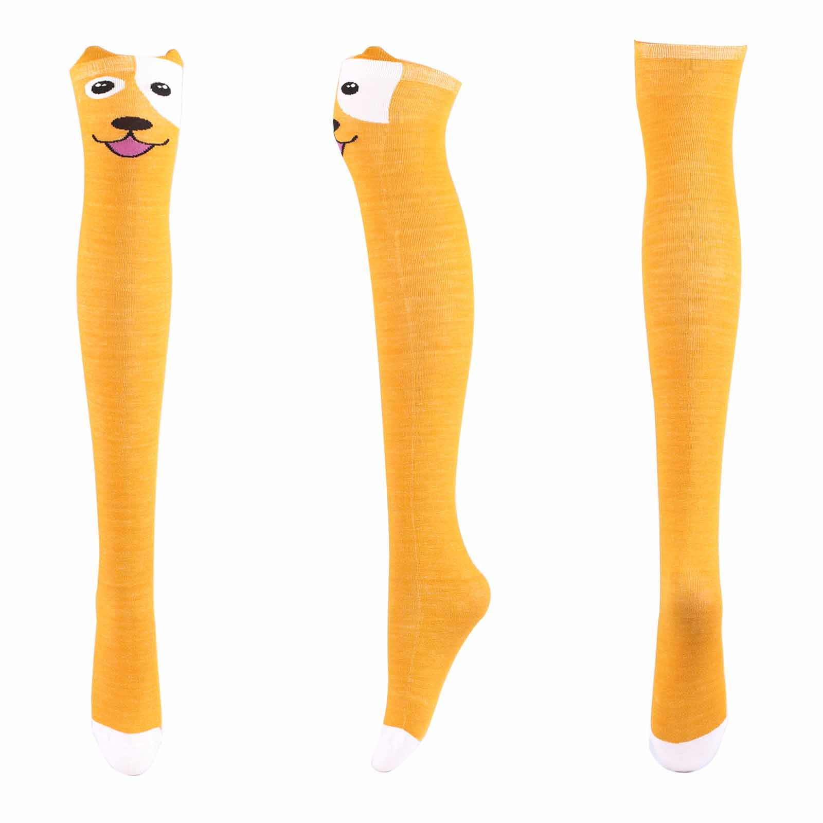 YYYTop Compression Socks', Christmas Slipper Socks Winter Women Striped Cute High Stockings Over-The-Knee Stockings Thermal Socks Yellow Under $15